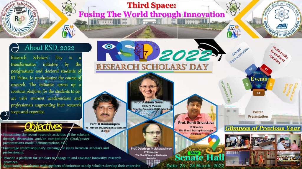 Achievement Prof. Ashima Goyal, Emeritus Professor, IGIDR, delivered a keynote address at Research Scholars’ Day at IIT Patna (RSD 2022), 23rd March 2022