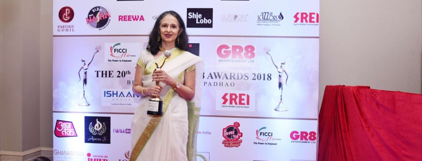 Dr. Ashima Goyal was awarded the 20th FLO GR8 Beti Award for Excellence in the field of Economics and Policy, by the Women Wing of FICCI, FLO, and the NGO Beti on 17 April, 2018